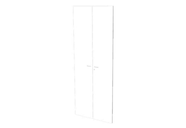 Immagine di Coppia ante per libreria modulare - alta - 76 cm - melaminico - con serratura - bianco