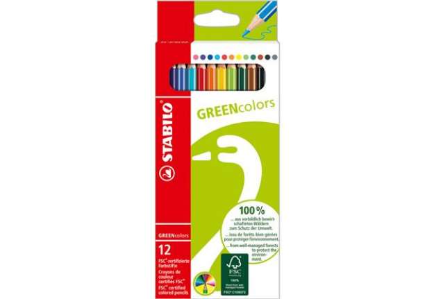 Immagine di Pastelli colorati GreenColors - diametro mina 2,5 mm - Stabilo - astuccio 12 pezzi