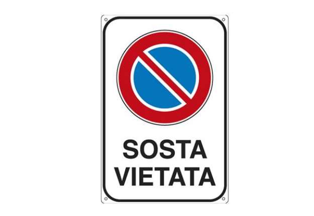 Immagine di Cartello segnalatore -  20x30 cm - SOSTA VIETATA - alluminio - Cartelli Segnalatori