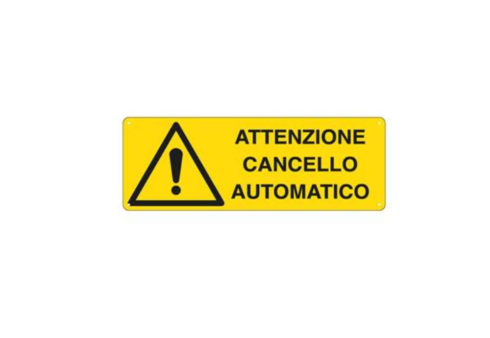 Immagine di Cartello segnalatore - 35x12,5 cm - ATTENZIONE CANCELLO AUTOMATICO - alluminio - Cartelli Segnalator