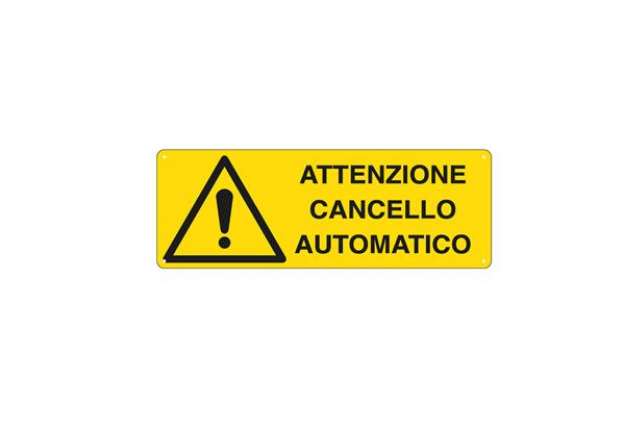 Immagine di Cartello segnalatore - 35x12,5 cm - ATTENZIONE CANCELLO AUTOMATICO - alluminio - Cartelli Segnalator