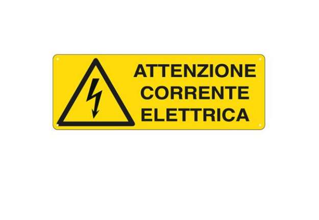 Immagine di Cartello segnalatore -  35x12,5 cm ATTENZIONE CORRENTE ELETTRICA - alluminio - Cartelli Segnalatori