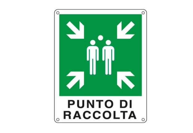 Immagine di Cartello segnalatore -  25x31 cm - PUNTO DI RACCOLTA - alluminio - Cartelli Segnalatori