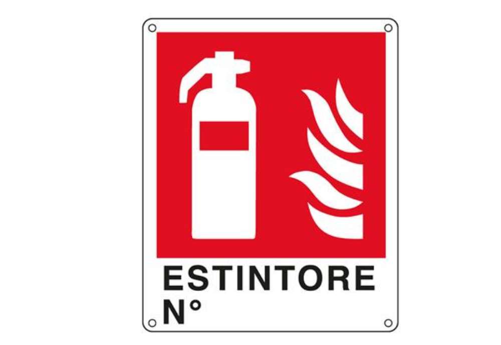 Immagine di Cartello segnalatore -  25x31 cm - ESTINTORE N° - alluminio - Cartelli Segnalatori