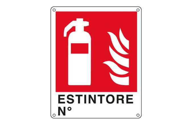 Immagine di Cartello segnalatore -  25x31 cm - ESTINTORE N° - alluminio - Cartelli Segnalatori