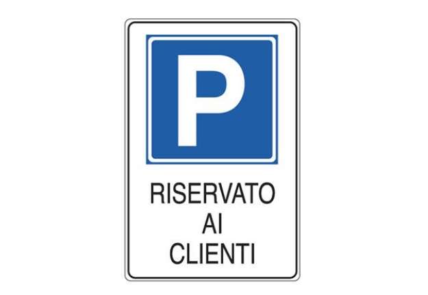Immagine di Cartello segnalatore - 20x30 cm - PARCHEGGIO RISERVATO AI CLIENTI - alluminio - Cartelli Segnalatori
