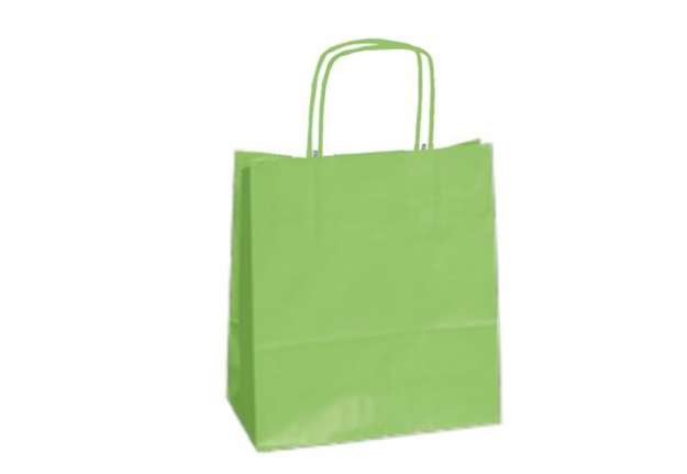 Immagine di Shopper Twisted - maniglie cordino - 18 x 8 x 24 cm - carta kraft - mela verde - Mainetti Bags - con