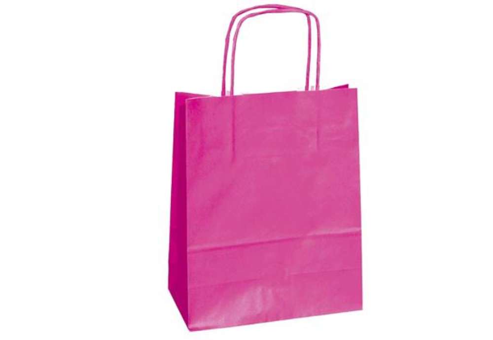 Immagine di Shopper Twisted - maniglie cordino - 18 x 8 x 24 cm - carta kraft - magenta - Mainetti Bags - conf.