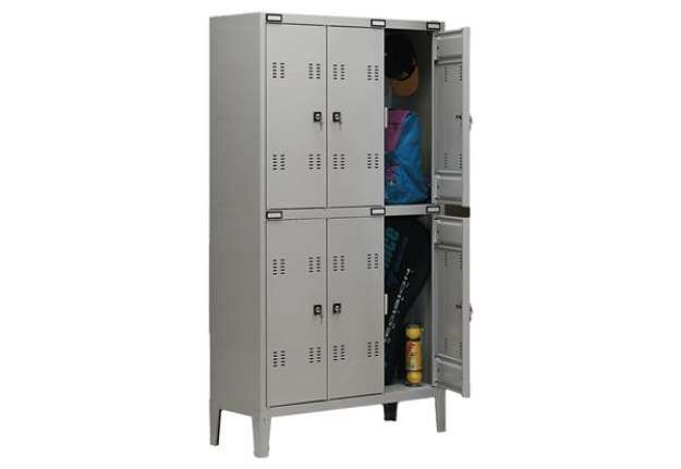 Immagine di Armadio metallo - spogliatoio - 6 posti - 102x35x180 cm - grigio - Tecnical 2