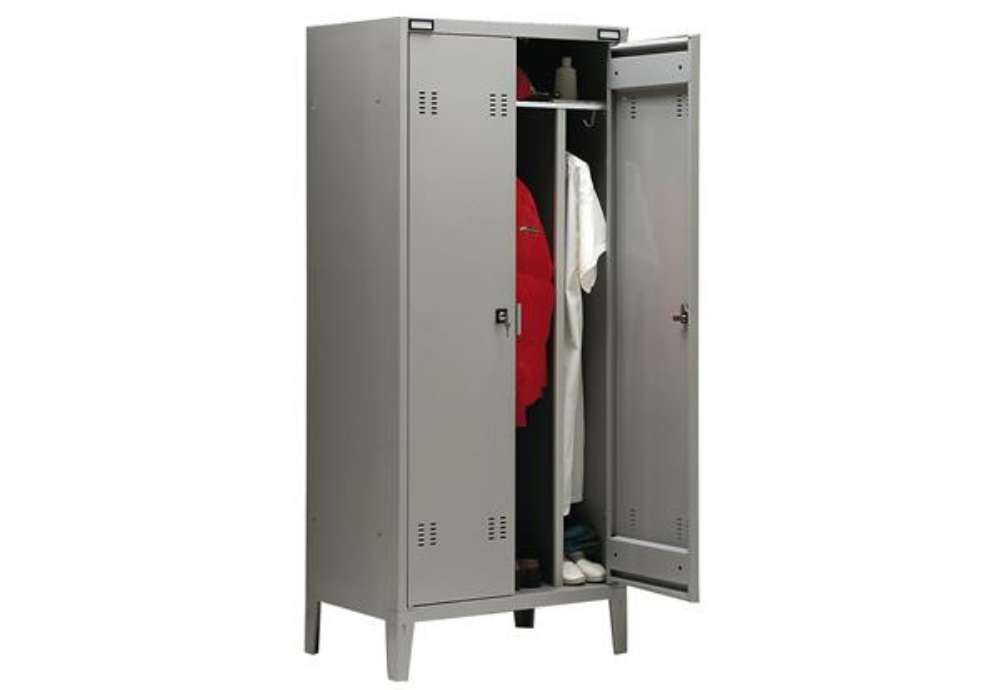 Immagine di Armadio metallo - spogliatoio - 2 posti - con divisorio - 80x47x180 cm - grigio - Tecnical 2