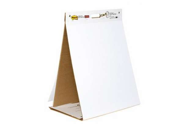 Immagine di Blocco/Lavagna da tavolo Super Sticky autoportante - 563DE - 58,4 x 50,8 cm - bianco  - 20 fogli - P
