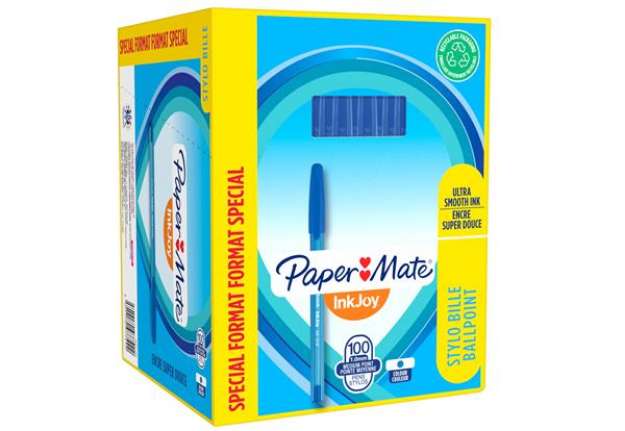 Immagine di Penna a sfera con cappuccio Inkjoy 100 RT - punta 1,0mm - blu  - Papermate - conf. 80+20 pezzi