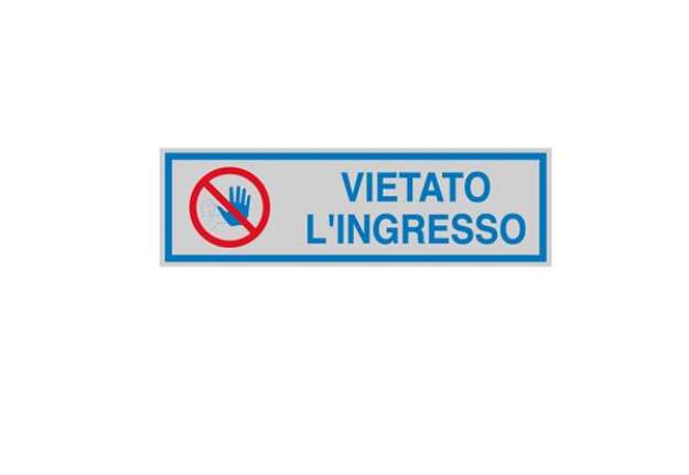 Immagine di Targhetta adesiva - VIETATO L'INGRESSO - 16,5 x 5 cm - Cartelli Segnalatori