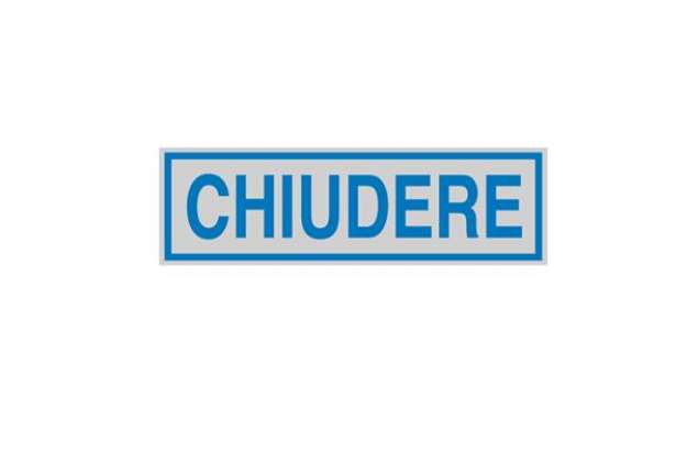 Immagine di Targhetta adesiva - CHIUDERE - 16,5 x 5 cm - Cartelli Segnalatori