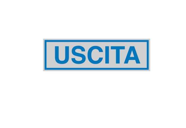 Immagine di Targhetta adesiva - USCITA - 16,5 x 5 cm - Cartelli Segnalatori