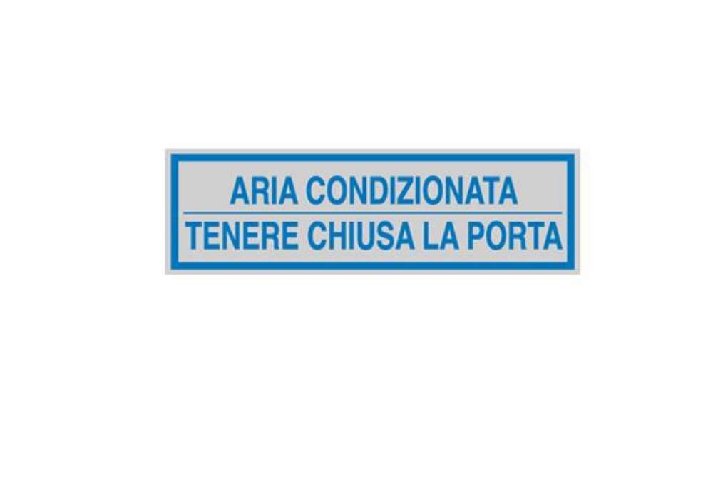 Immagine di Targhetta adesiva - ARIA CONDIZIONATA... - 16,5 x 5 cm - Cartelli Segnalatori