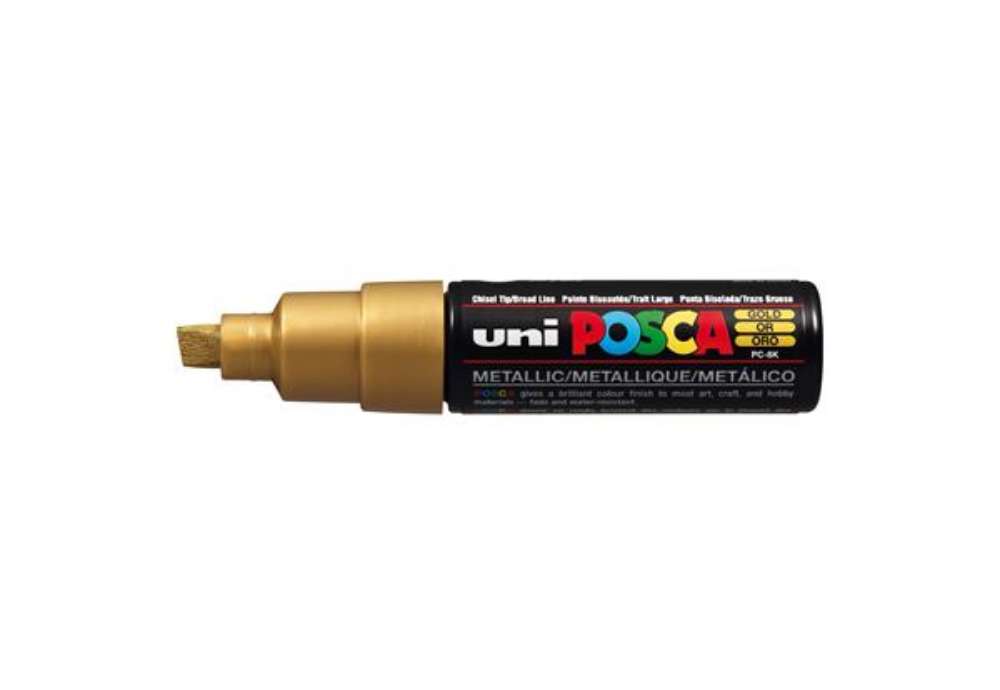 Immagine di Marcatore Uni Posca PC8K  - punta a scalpello 8mm - oro - Uni Mitsubishi