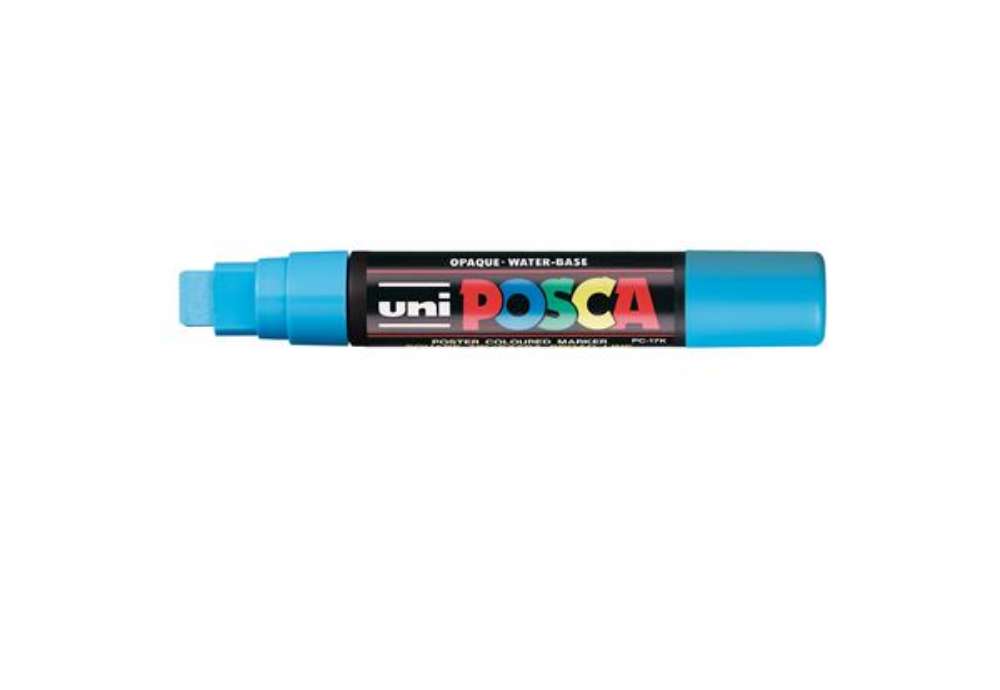 Immagine di Marcatore a base d'acqua Uni Posca PC17K - punta extra large a scalpello 15,0mm  - azzurro - Uni Mit