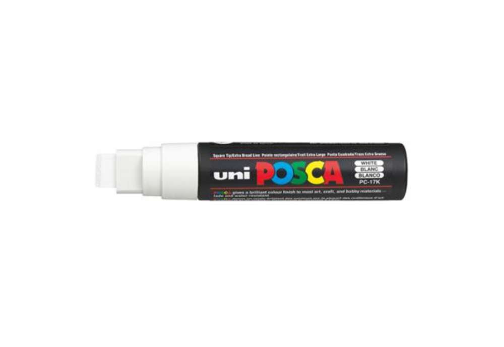 Immagine di Marcatore a base d'acqua Uni Posca PC17K - punta extra large a scalpello 15,0mm  - bianco - Uni Mits