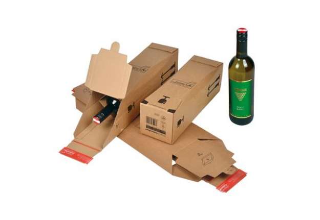 Immagine di Scatola CP 181 - modulo base per 1 bottiglia - 7,4 x 7,4 x 30,5 cm - cartone - avana - ColomPac