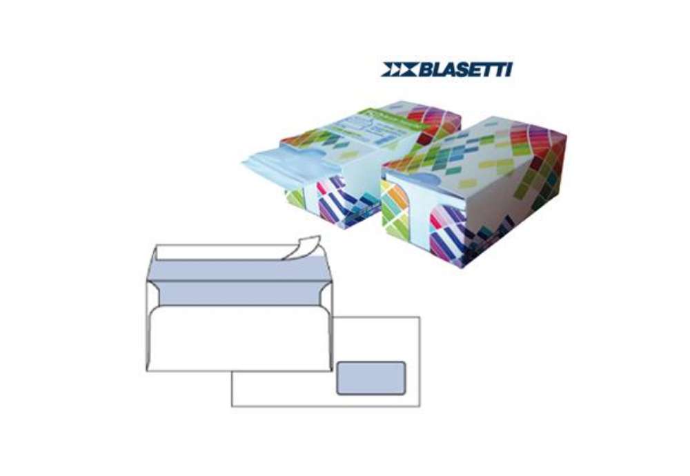 Immagine di Busta Mailpack - con finestra - strip adesivo - 11 x 23 cm - 90 gr - bianco - Blasetti - dispenser 1