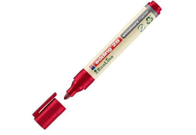 Immagine di Marcatore per lavagne bianche 28 EcoLine - punta conica - da 1,5 a 3 mm - rosso - Edding