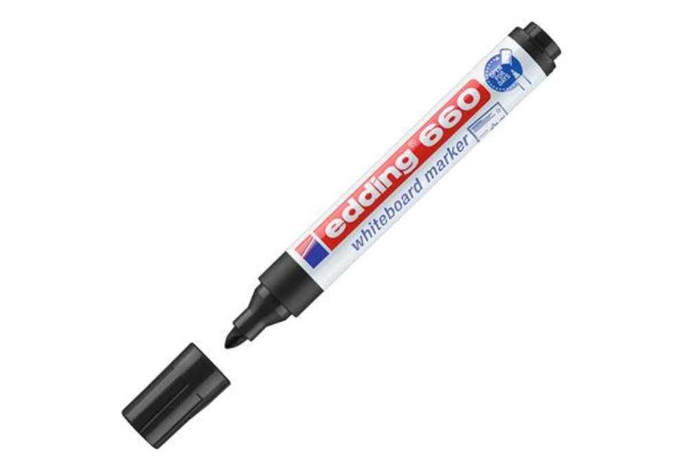 Immagine di Marcatore per lavagne bianche 660 - punta conica - da 1,5 a 3 mm - nero - Edding
