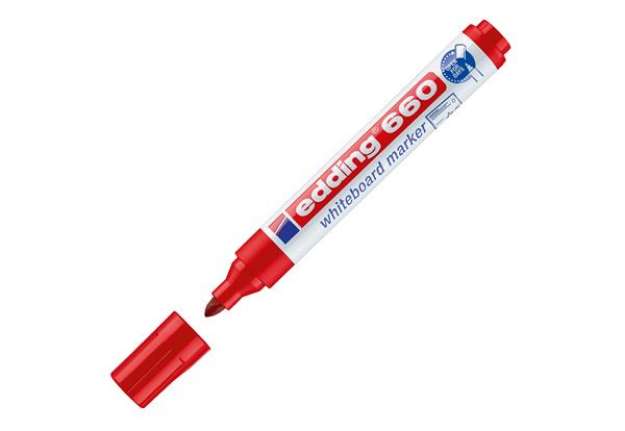 Immagine di Marcatore per lavagne bianche 660 - punta conica - da 1,5 a 3 mm - rosso - Edding
