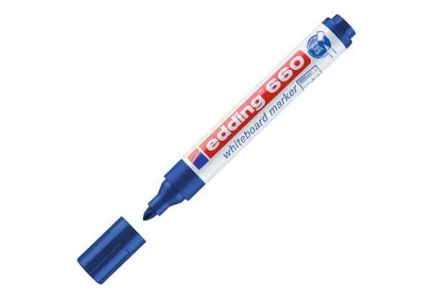 Immagine di Marcatore per lavagne bianche 660 - punta conica - da 1,5 a 3 mm - blu - Edding