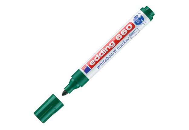 Immagine di Marcatore per lavagne bianche 660 - punta conica - da 1,5 a 3 mm - verde - Edding