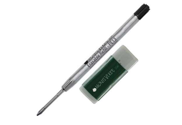 Immagine di Refill cancellabile per sfera Parker - nero - punta media  - blister 1 refill + gomma - Monteverde