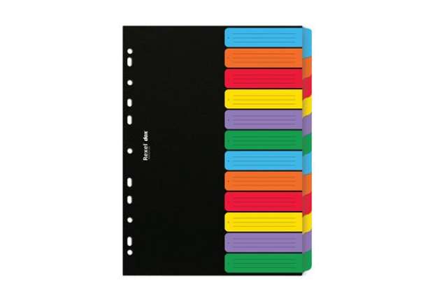 Immagine di Separatore Dox - 12 tasti neutri colorati - cartoncino 240 gr - A4 - multicolore - Esselte Dox