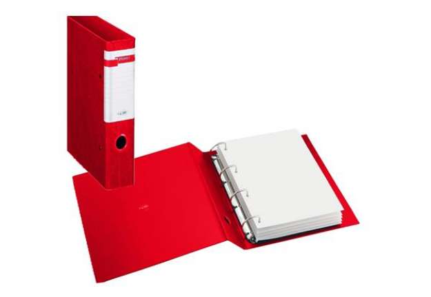 Immagine di Raccoglitore Stelvio F - 4 anelli quadri 65 mm - dorso 9 cm - 22x30 cm - rosso - Sei Rota