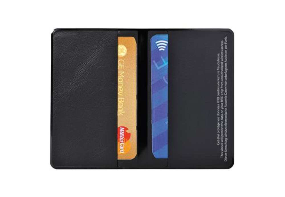 Immagine di Portadocumenti RFID Hidentity Doppio per bancomat/carta di credito - PVC - 9,5 x 6 cm - nero - Exaco
