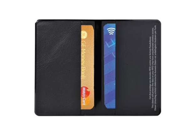 Immagine di Portadocumenti RFID Hidentity Doppio per bancomat/carta di credito - PVC - 9,5x6 cm - nero - Exacomp
