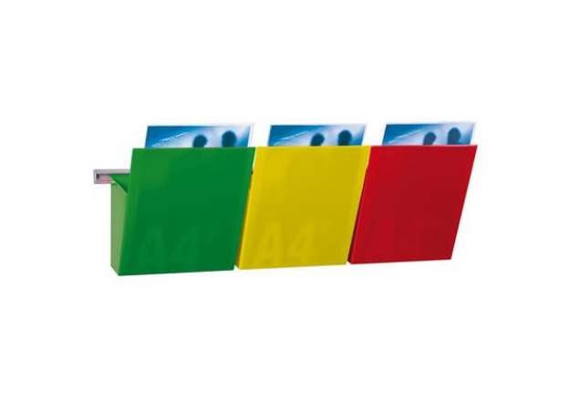 Immagine di Kit Vision Kanban - larghezza 75 cm - 3 tasche A4 (rosso, giallo, verde) - Studio T