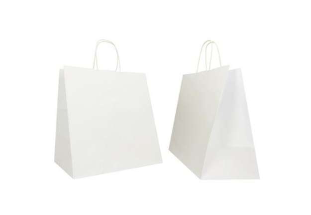 Immagine di Shopper Large - maniglie cordino - 32 x 20 x 33 cm - carta kraft - bianco - Mainetti Bags - conf. 25
