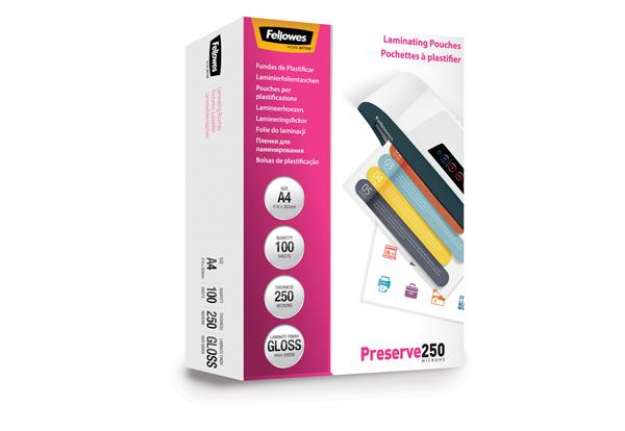 Immagine di Pouches Preserve250 - A4 - 216x303 mm - 2x250 micron - Fellowes - scatola 100 pezzi