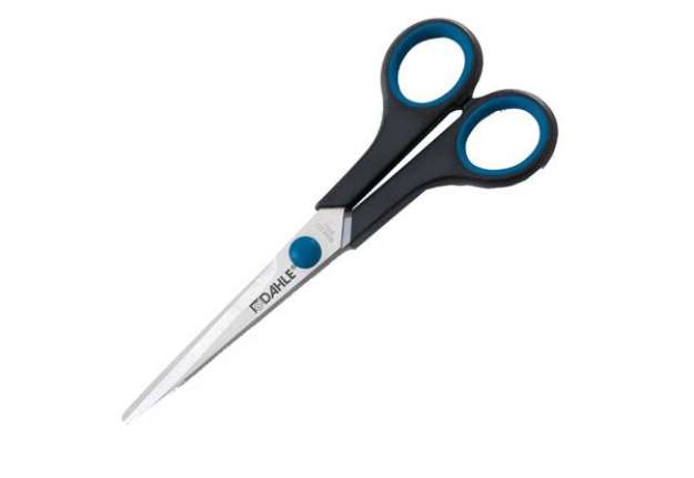 Immagine di Forbici Comfort Grip -  impugnatura in gomma morbida - lama in acciaio inox - 18 cm - blu/grigio - D