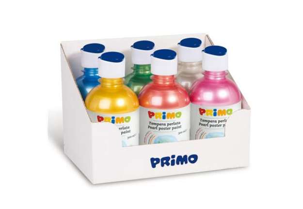 Immagine di Tempera brillante perlata - 300ml - colori perlati assortiti - Primo - box 6 colori