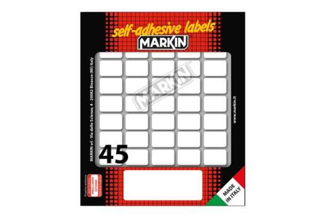 Immagine di Etichette adesive - in carta - permanenti - 21 x 14 mm - 45 et/fg - 10 fogli - bianco - Markin