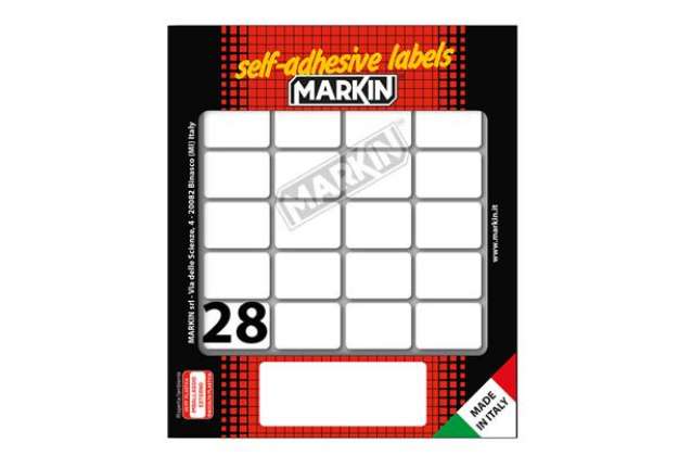 Immagine di Etichette adesive - in carta - permanenti - 27 x 19 mm - 28 et/fg - 10 fogli - bianco - Markin