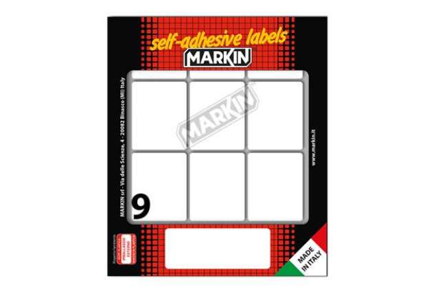 Immagine di Etichette adesive - in carta - permanenti - 46 x 37 mm - 9 et/fg - 10 fogli - bianco - Markin