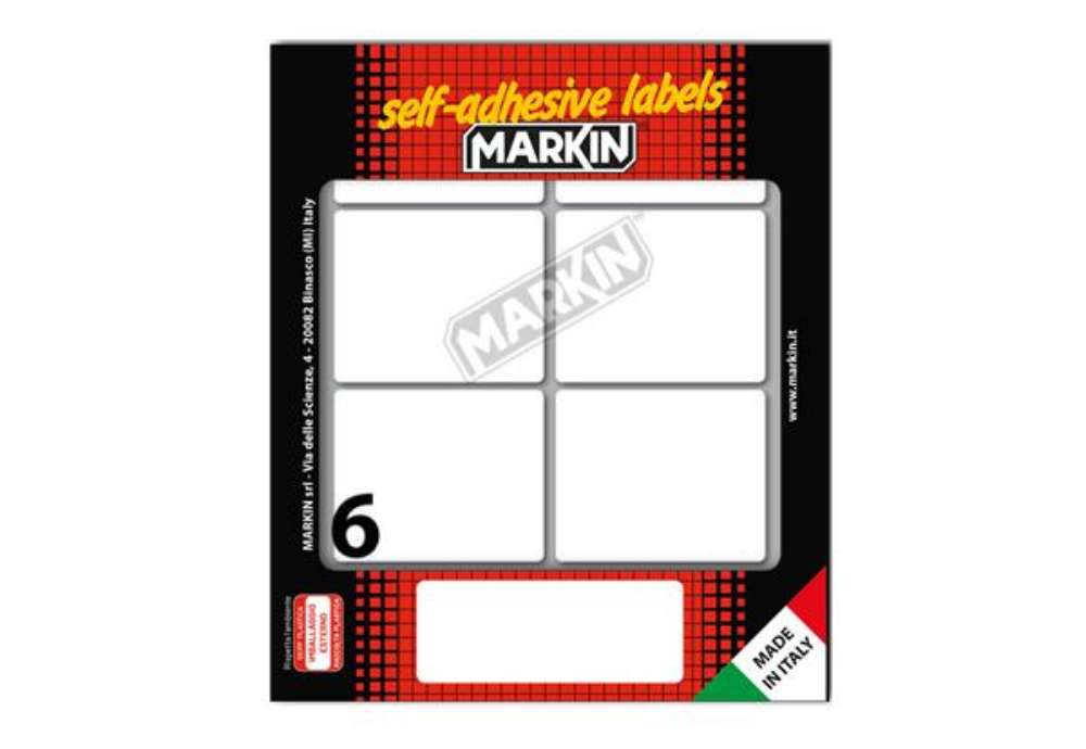 Immagine di Etichette adesive - in carta - permanenti - 56 x 46 mm - 6 et/fg - 10 fogli - bianco - Markin