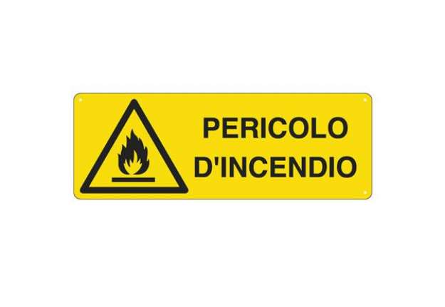 Immagine di Cartello segnalatore - 35x12,5 cm - PERICOLO D'INCENDIO - alluminio - Cartelli Segnalatori