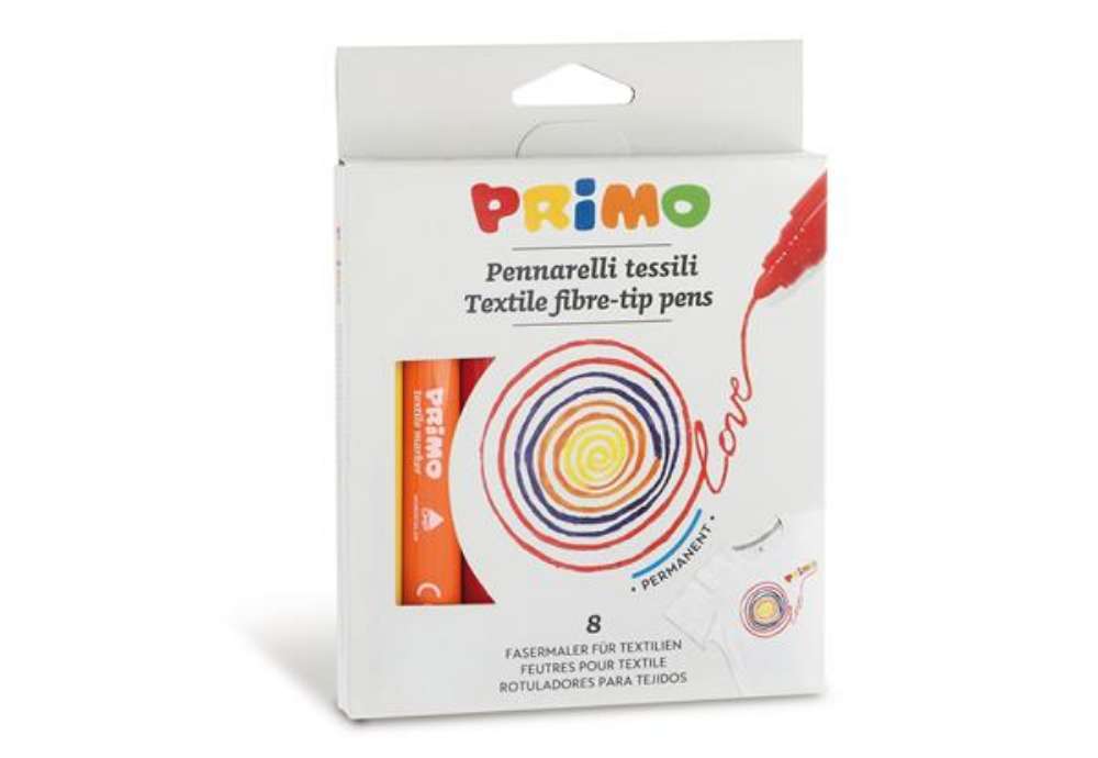 Immagine di Pennarelli per tessuto - colori assortiti - Primo - astuccio 8 pezzi