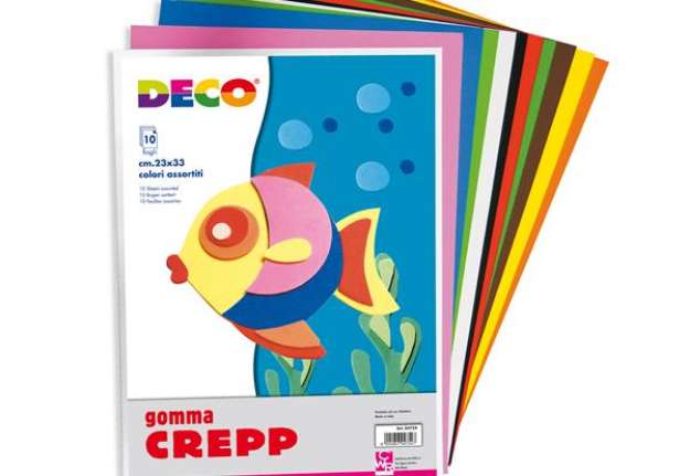 Immagine di Gomma Crepp - 20 x 30 cm - colori assortiti - Deco - conf. 10 fogli
