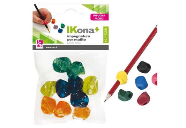 Immagine di Impugnatura per matite - gomma - colori assortiti - IKona+ - conf. 10 pezzi
