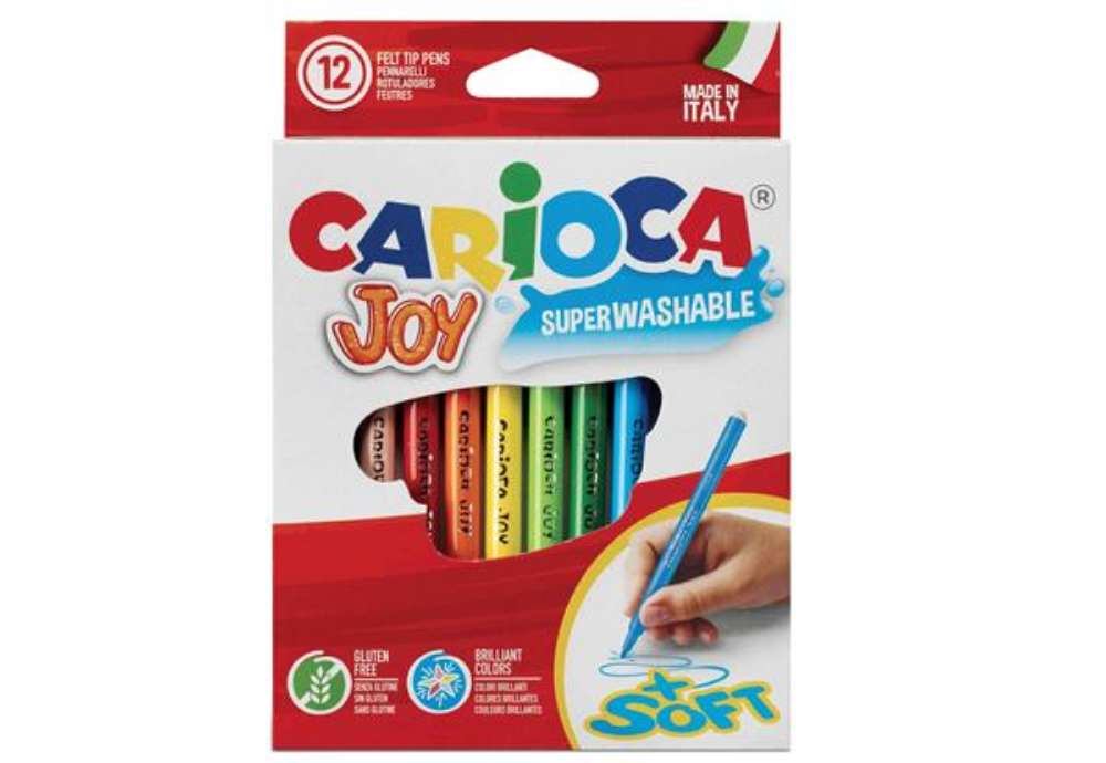 Immagine di Pennarelli Joy - punta 2,6mm - colori assortiti - lavabili - Carioca - scatola 12 pezzi