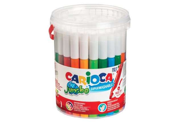 Immagine di Pennarelli Jumbo - punta 6,0mm - colori assortiti - lavabili - Carioca - barattolo 50 pezzi